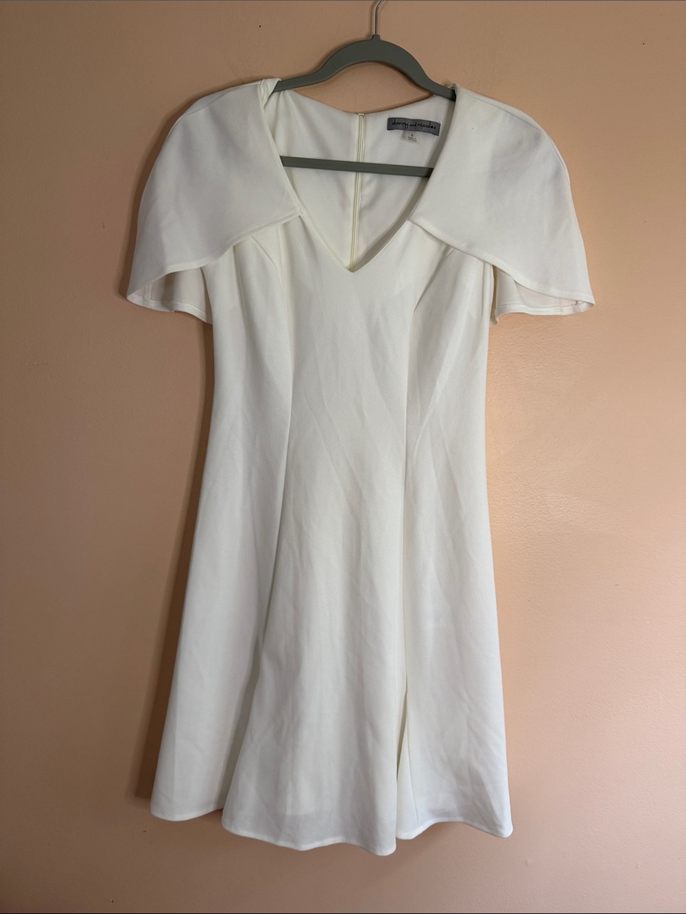 Danny & Nicole Cream V-Neck Midi Dress with Capelet
